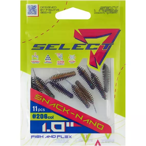 Силікон Select Snack Nano 1" #206 (11шт/уп), Длина силикона: 1" (2.54 см), Расцветка силикона: 206, фото , изображение 2